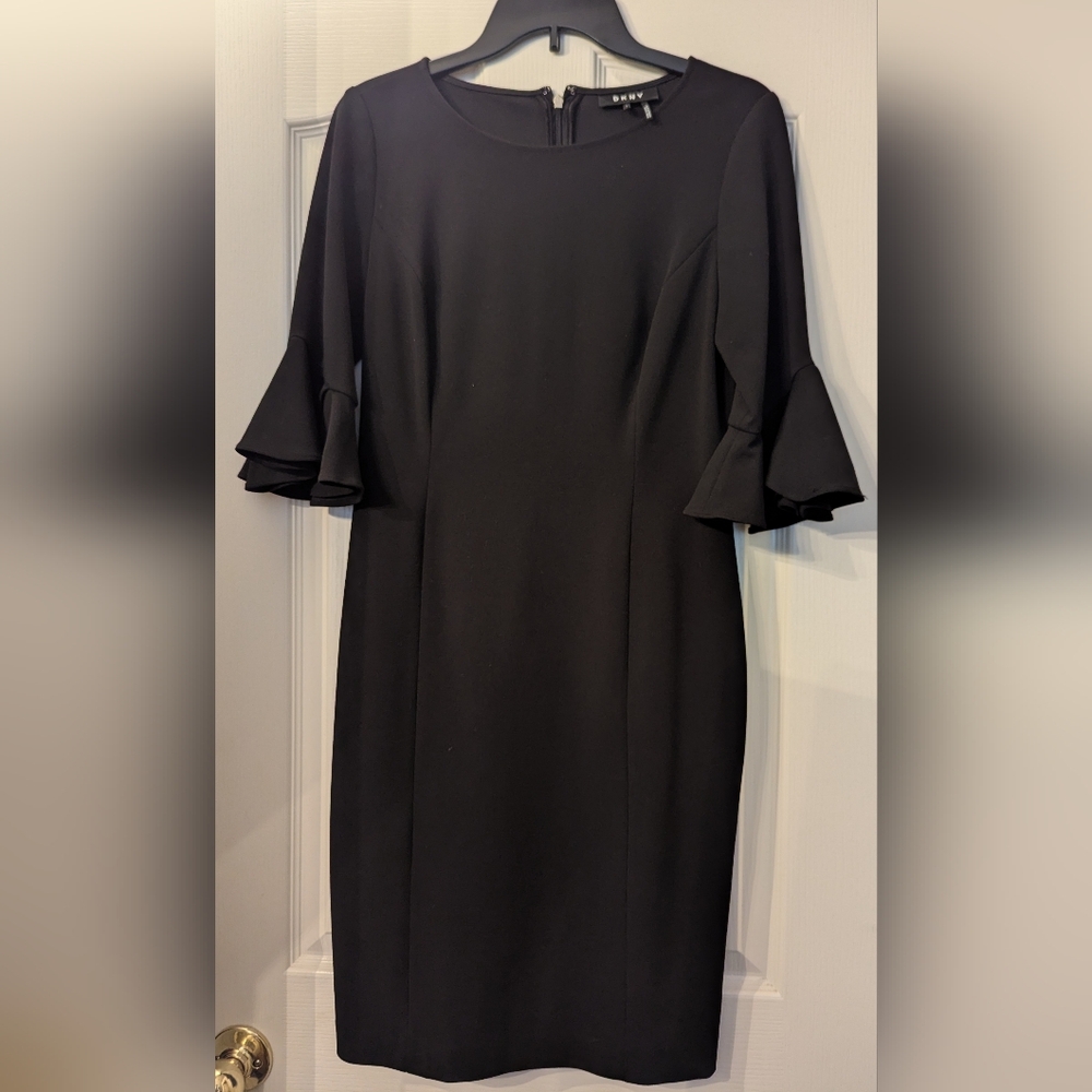 Elegant Black Ruffle Sleeve Dress